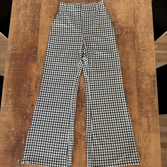 Free People Wide Leg Gingham Pants - Picture 1 of 4